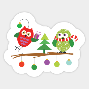 Holiday owls Sticker